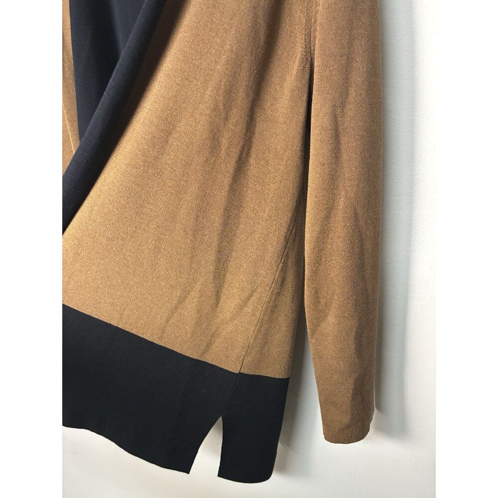 J Jill Cardigan Women Large Petite Brown Black  Colorblock Longline Open Front - Picture 6 of 9